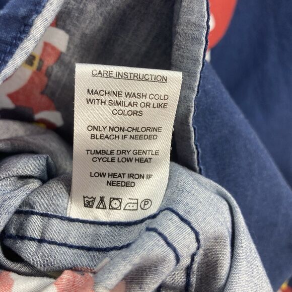 Denim & Flower Ricky Singh Santa Claus Button Up Short Sleeve Men’s-Medium Blue - Picture 10 of 13